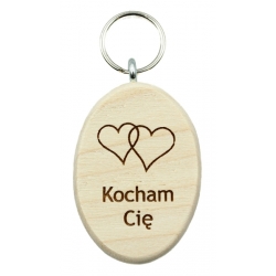 Brelok drewniany - Kocham Cię