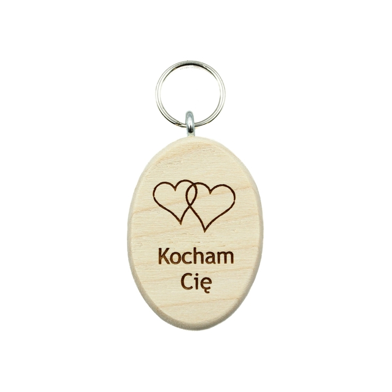 Brelok drewniany - Kocham Cię